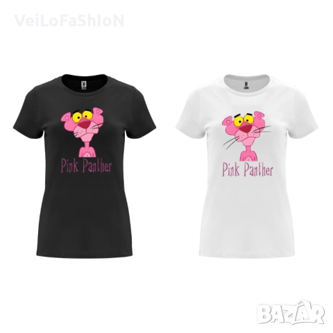 Нова дамска тениска с Пинко Розовата пантера в бял или черен цвят