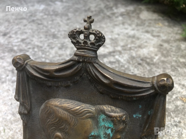 стара бронзова пластика /настолен плакет, барелеф/, снимка 4 - Антикварни и старинни предмети - 51548738