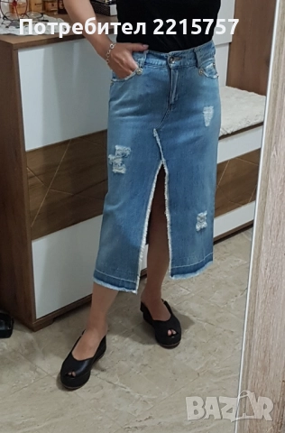 Пола сива от тюл и дълга дънкова пола., снимка 9 - Поли - 46378331