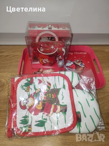 Коледен сет от поднос,чаша и кухненска ръкавица с ръкохватка 28.99 лв., снимка 2 - Декорация за дома - 52708653