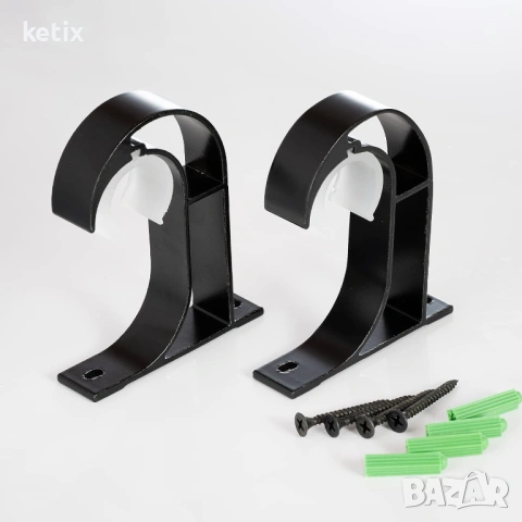 Скоби за единични корнизи от алуминиева сплав,4 броя,черни, снимка 4 - Други стоки за дома - 53520941