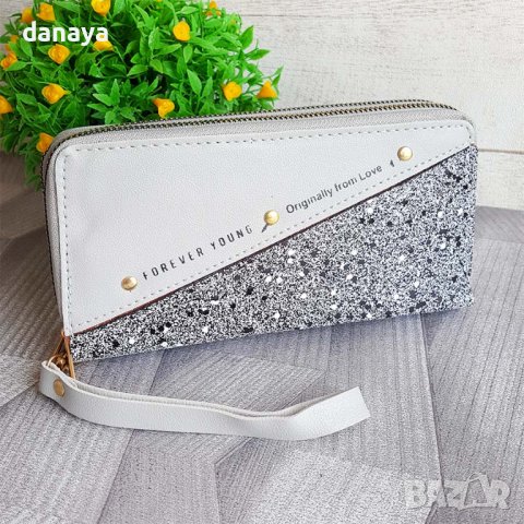 2919 Дамско кожено портмоне с два ципа Forever Young Брокат, снимка 3 - Портфейли, портмонета - 37073742