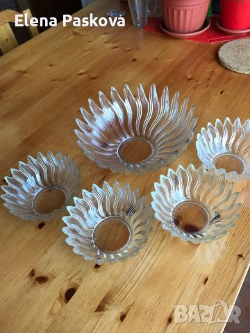комплект купи, фруктиери, стъкло, Чехия, снимка 3 - Сервизи - 40516712