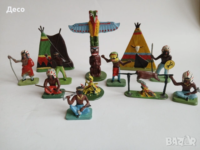 Стари полски пластмасови фигурки индианци., снимка 2 - Колекции - 53029631