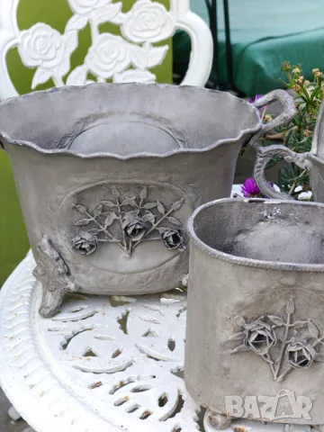 Лот железни барокови кашпи стара ръчна изработка , снимка 7 - Декорация за дома - 47749943