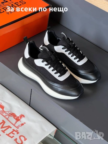 Hermes Мъжки Маратонки ЕСТЕСТВЕНА КОЖА👟Мъжки Спортни Обувки Хермес - Различни Цветове Код SK691, снимка 4 - Маратонки - 53128181