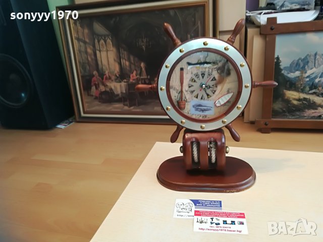 ГОЛЯМ КОРАБЕН РУЛ-АНТИКА-ЧАСОВНИК-33Х28Х12СМ, снимка 5 - Колекции - 28672376