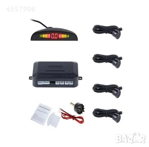 Парктроник за МПС с четири датчика, Ултразвуков, LED дисплей, Черен, снимка 2 - Аксесоари и консумативи - 48757964