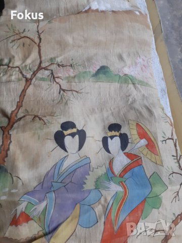 Стара китайска висяща картина върху коприна подпис, снимка 4 - Антикварни и старинни предмети - 39121391