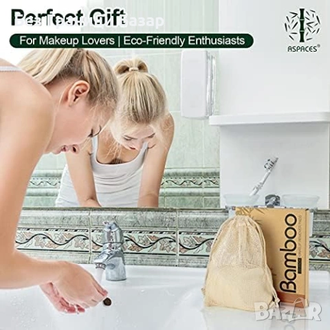 Нови Бамбукови тампони за почистване на лице 20 броя + торбичка за пране, снимка 7 - Козметика за лице - 53525523