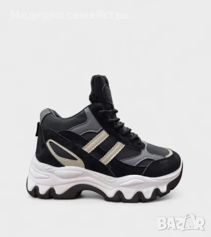 Дамски зимни маратонки на удобна висока подметка , снимка 2 - Маратонки - 48103329