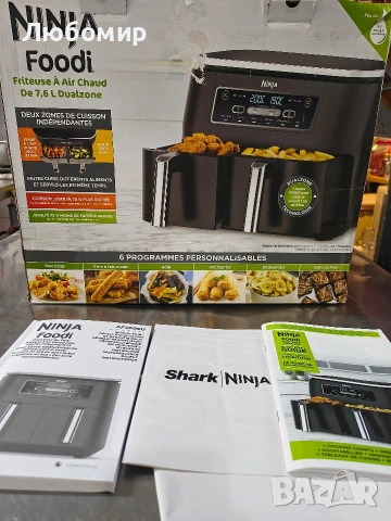 Ninja Foodi Двузонов дигитален фритюрник с горещ въздух, 2 чекмеджета, 7.6 л, 6 в 1, без олио , снимка 6 - Фритюрници - 53231320