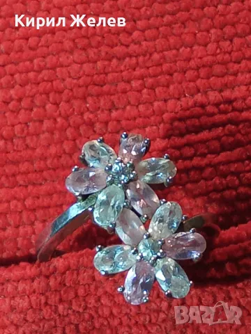 НЕЖЕН ФЛОРАЛЕН СКЪПОЦЕНЕН СРЕБЪРЕН ПРЪСТЕН ЦВЕТЯ РОДИРАНО СРЕБРО 925 с ПЛАНИНСКИ и РОЗОВ КВАРЦ 49727, снимка 12 - Пръстени - 49244551