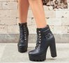 Боти на ток - черна кожа с черно ходило - BT14, снимка 2