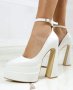 Обувки на ток - бяла кожа - VT2, снимка 1 - Дамски обувки на ток - 33352184