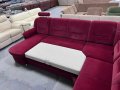 Червен ъглов диван от плат с ф-я сън и ел.лежанка "SC Classic", снимка 7