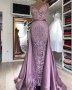 Стилна бална рокля с 3 Д апликация в лилаво , снимка 1 - Рокли - 43605861