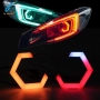LED Hex „Angel Eyes“ RGB за BMW – комплект – 70/80/86/90 mm – Жълт мигач – Ултра ярки, снимка 1