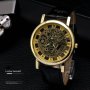 Изискан прозрачен мъжки ръчен часовник с кварцов механизъм и кожена каишка, снимка 1 - Мъжки - 43062630