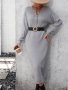 Модна дамска плетена рокля с копчета с темперамент, 3цвята - 023, снимка 14