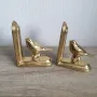 Два стари месингови книгоразделителя с птици, снимка 4