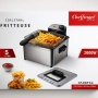 Фритюрник Cheffinger CF-EDP5.0 – 5L, 2000W, неръждаема стомана, 3 кошници, регулируема температура, снимка 1