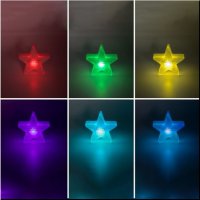 Нощна лампа Звезда, RGB осветление, 9x3x9cm, батерии, снимка 3 - Детски нощни лампи - 43085702