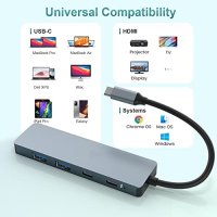 Нов USB C многопортов адаптер докинг станция за MacBook Pro, iPad Pro, снимка 7 - Други - 40647476