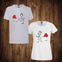 Тениски за двойки - Свети Валентин - мъжка тениска + дамска тениска , снимка 1 - Тениски - 27767586
