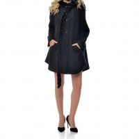 Черно дамско вълнено палто марка NATALEE , снимка 1 - Палта, манта - 27288773