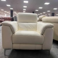 Бял кожен фотьойл с електрически релаксиращ механизъм, снимка 9 - Дивани и мека мебел - 40781322
