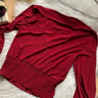 Кроп блуза бордо Амису, снимка 3 - Блузи с дълъг ръкав и пуловери - 43005355