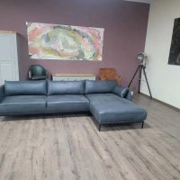 Тъмно сив ъглов кожен диван "Odelle", снимка 6 - Дивани и мека мебел - 43286094
