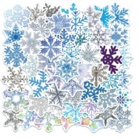 50 бр снежинка снежинки Коледни самозалепващи лепенки стикери за украса декор картонена торта др, снимка 1 - Други - 42995381