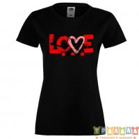 Дамска тениска Свети Валентин Love Grunge 1, снимка 1 - Тениски - 35547091