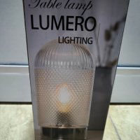 Винтидж настолна лампа цилиндрично обработено стъкло със стомана - Bardo, снимка 1 - Настолни лампи - 43793861