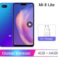 UltraHD Смартфон Xiaomi Mi 8 Lite 6.26" 4К IPS 4GB RAM 64GB ROM 8 Ядра Snapdragon 660 4G Aurora Blue, снимка 1 - Xiaomi - 26649639