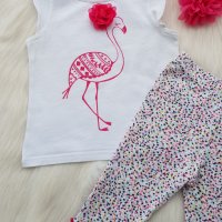 Тениска фламинго и късо клинче за момиче 80-86см., снимка 8 - Комплекти за бебе - 33242090