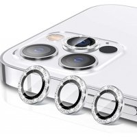 Протектор с камъни за Камера iPhone 15 Pro Max - Сив, снимка 1 - Фолия, протектори - 43033614
