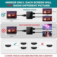 Нов 4K HDMI Сплитер 1 в 2 Двойни Монитор Съвместим с PS4 Xbox Sky, снимка 7 - Друга електроника - 43426159