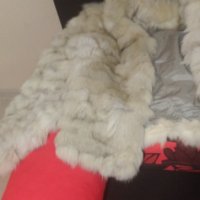 Кожено палто от сребърна лисица, късо., снимка 2 - Палта, манта - 43864198