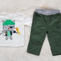 Ватиран панталон и блуза за бебе 3-6 месеца, снимка 1 - Комплекти за бебе - 37988289