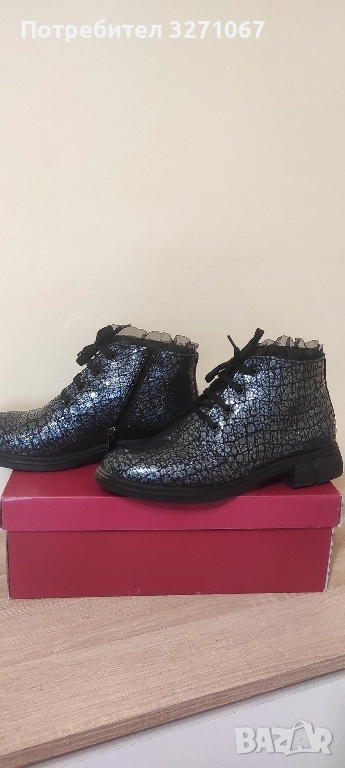 Дамски боти с нисък широк ток, снимка 1