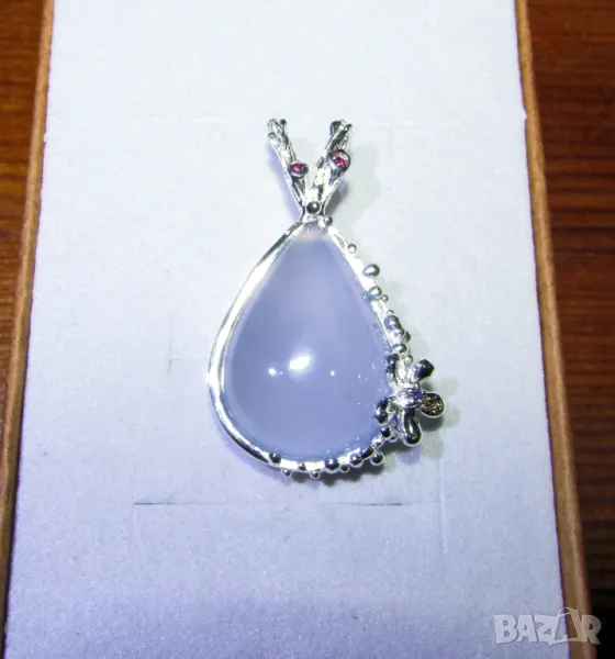 925 сребърно колие с натурален халцедон, 13карата,  подходящо за подарък, снимка 1