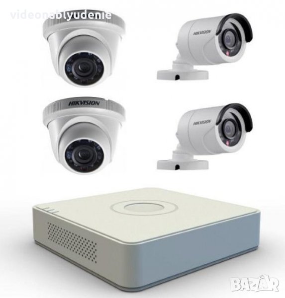 Мегапикселов HD Комплект за Видеонаблюдение от 4 х Hikvision HD Камери + DVR DS-7104HGHI-F1 Рекордер, снимка 1