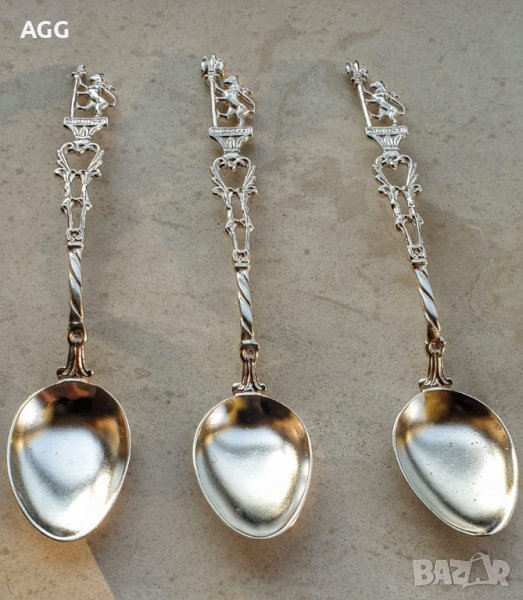 Комплект изящни сребърни лъжички за кафе, снимка 1