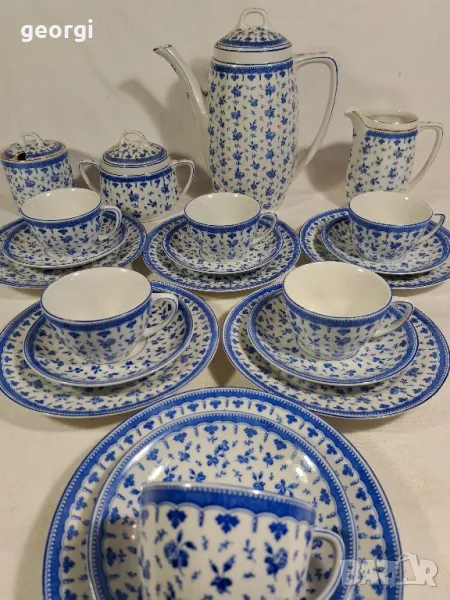 немска порцеланов сервиз KPM синя роза   10/5, снимка 1