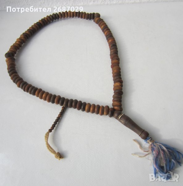 3 стари Броеници: Стара дървена молитвена броеница от Тибет, червена, дърво, снимка 1