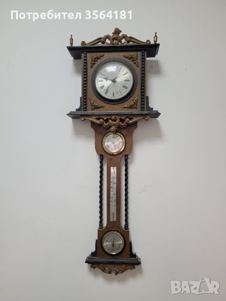 дървен часовник,барометър,тернометър и хигрометър , снимка 1