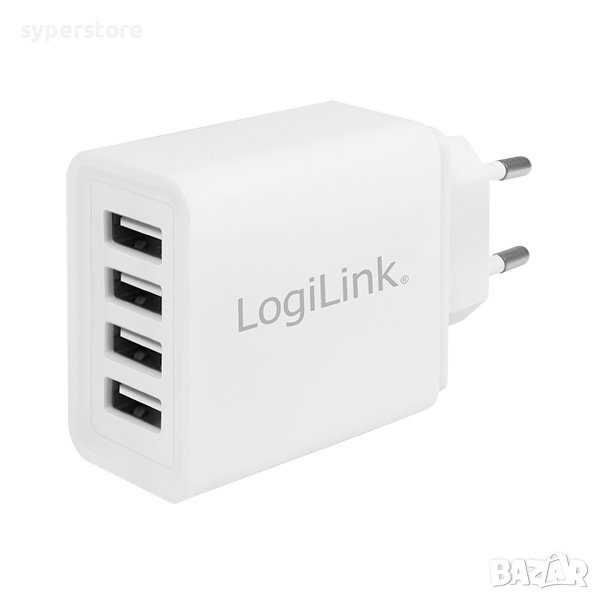 Адаптер USB Charger 4x, 4.8A, white, Logilink SS300959, снимка 1